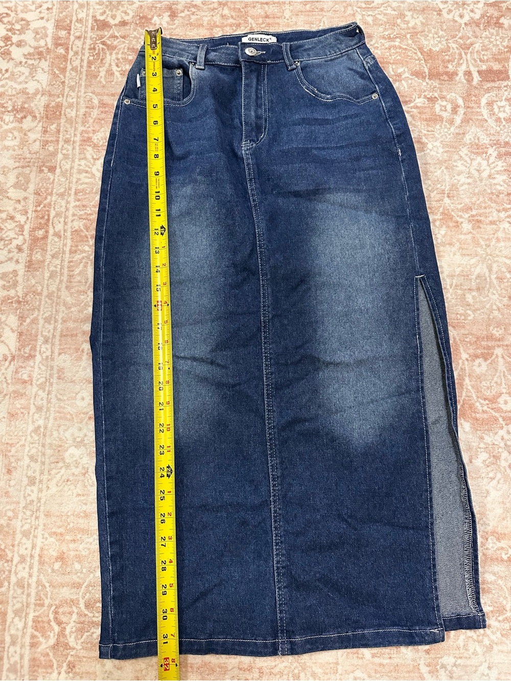 Mid Length 🫐 Jean Skirt W/ Slit - Picture 11 of 12